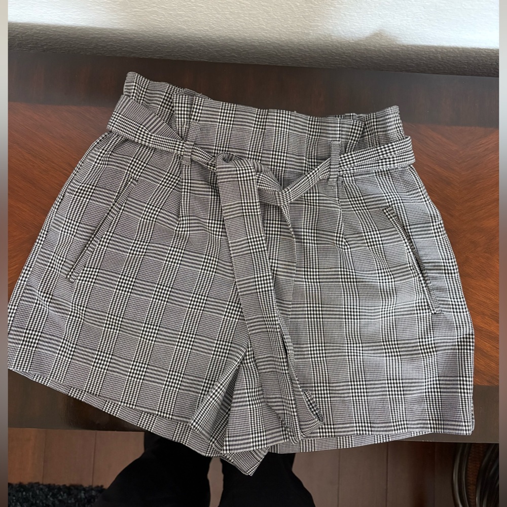 Zara Black and White Checkered Shorts